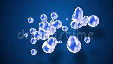 把流星的抽象<strong>背景</strong>放大，就像玻璃滴或充满蓝色火花的球体融合在一起，
